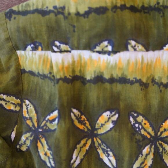 Vtg Evelyn Margolis Hawaiian Shirt Mens Green White Floral Collared Button Down - Picture 8 of 8